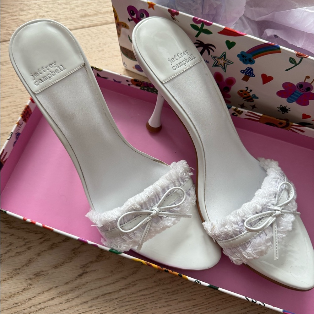 Jeffrey Campbell White Fringe Heels